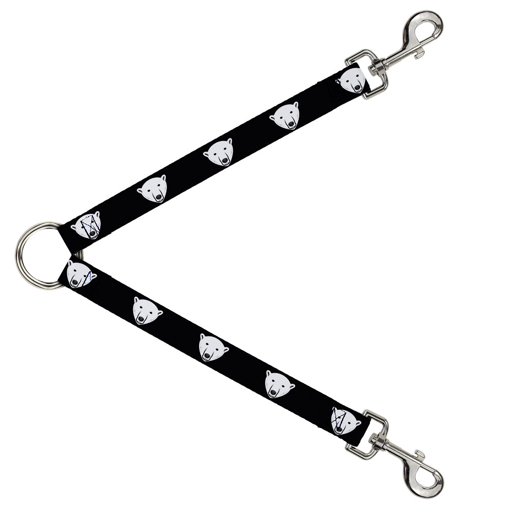 Dog Leash Splitter - Polar Bear Repeat Black Dog Leash Splitters Buckle-Down   