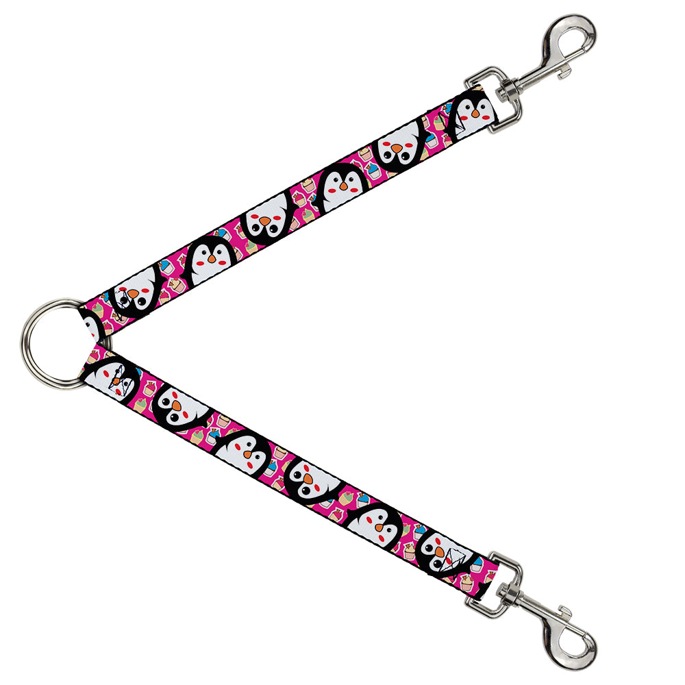 Dog Leash Splitter - Penguins w/Cupcakes Fuchsia/Multi Color Dog Leash Splitters Buckle-Down   
