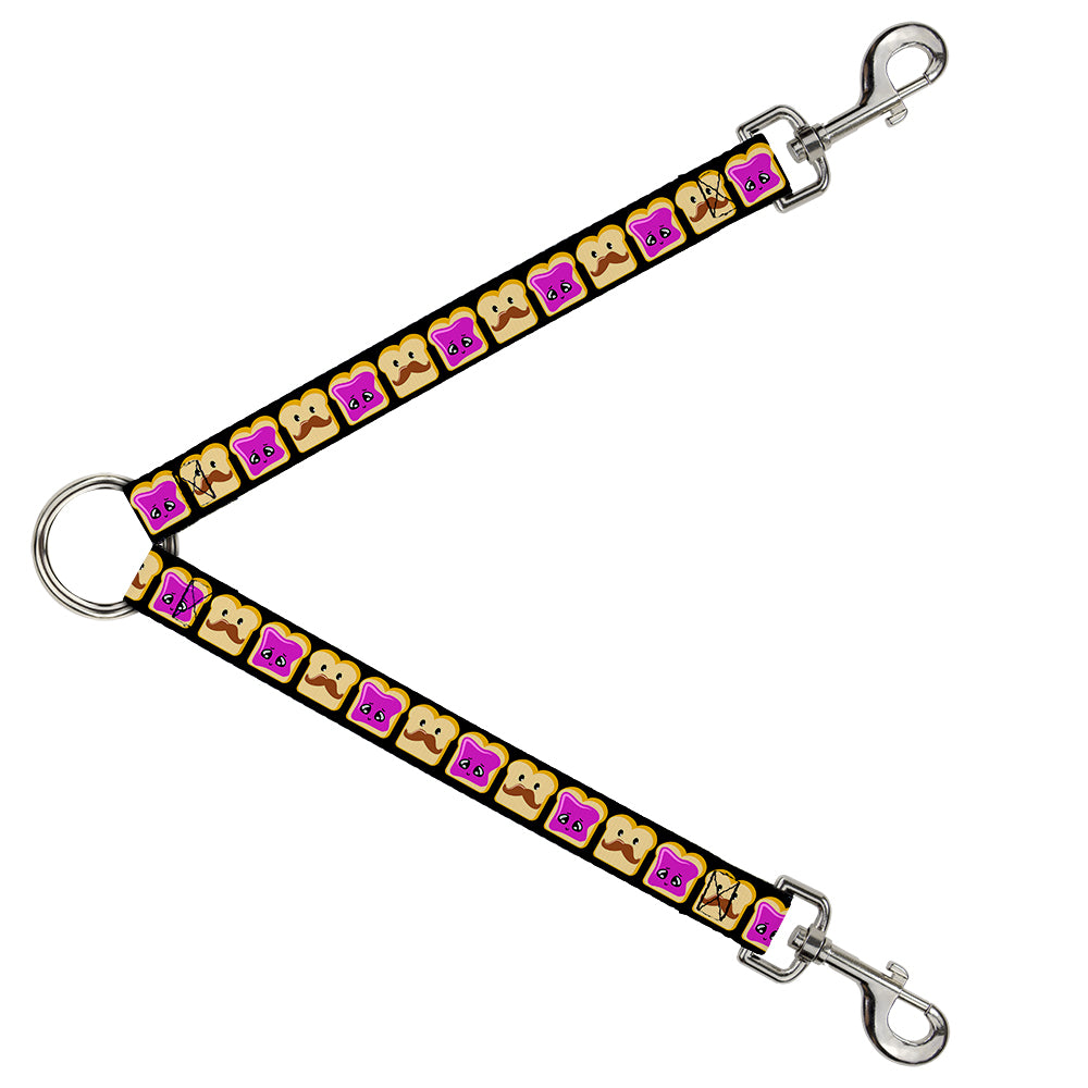 Dog Leash Splitter - Peanut Butter w/Mustache & Jelly Dog Leash Splitters Buckle-Down   