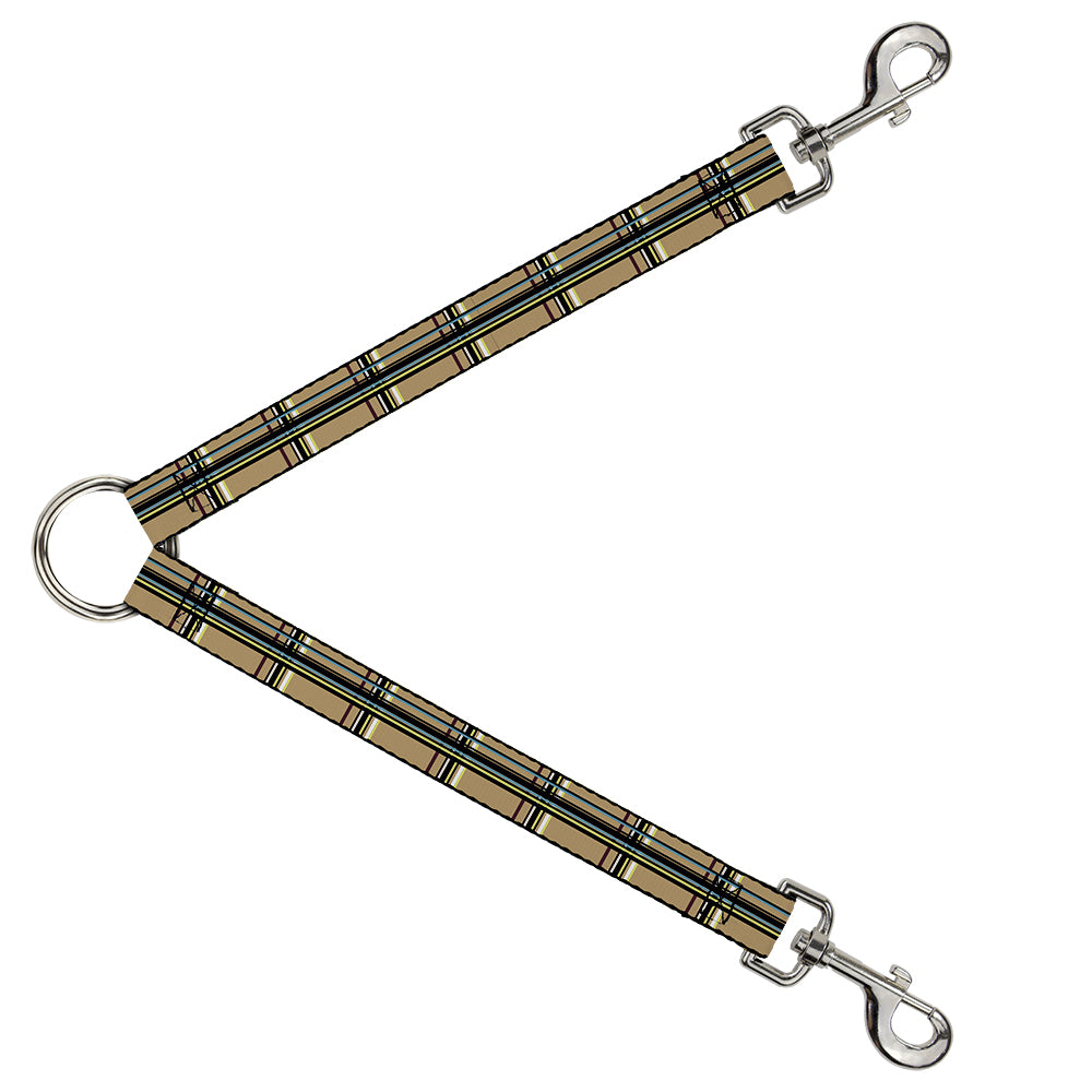 Dog Leash Splitter - Plaid Tan Dog Leash Splitters Buckle-Down   