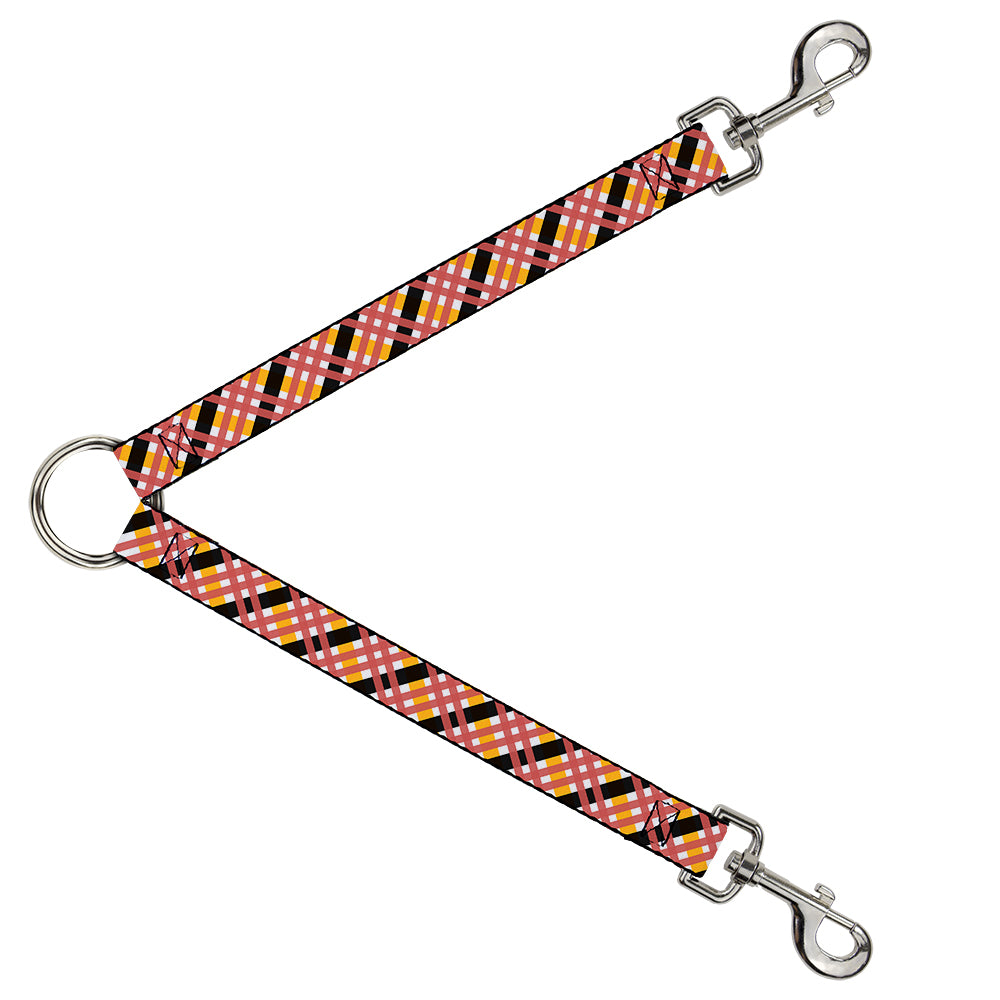 Dog Leash Splitter - Plaid X White/Gold/Black/Pink Dog Leash Splitters Buckle-Down   