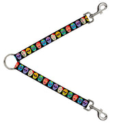 Dog Leash Splitter - Painted Sugar Skulls Black/Multi Color Dog Leash Splitters Buckle-Down   