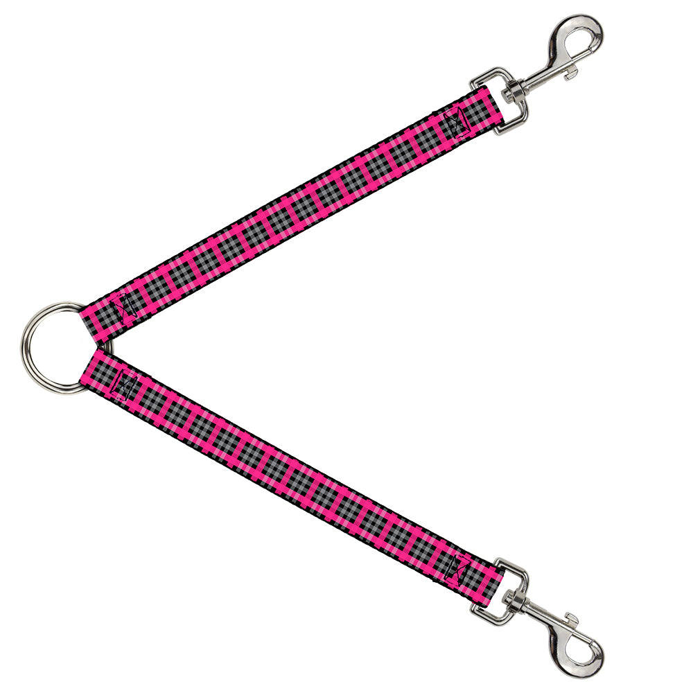Dog Leash Splitter - Plaid Black/Gray/Fuchsia Dog Leash Splitters Buckle-Down   