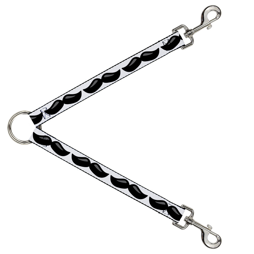 Dog Leash Splitter - Plastic Mustache White/Black Dog Leash Splitters Buckle-Down   