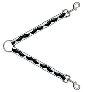 Dog Leash Splitter - Plastic Mustache White/Black Dog Leash Splitters Buckle-Down   