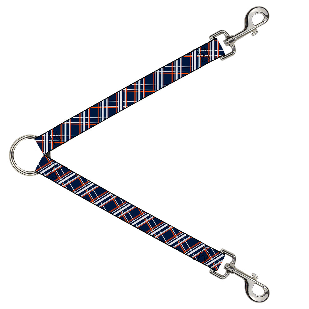 Dog Leash Splitter - Plaid X2 Navy/White/Orange Dog Leash Splitters Buckle-Down   