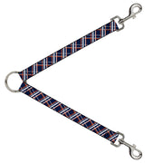 Dog Leash Splitter - Plaid X2 Navy/White/Orange Dog Leash Splitters Buckle-Down   