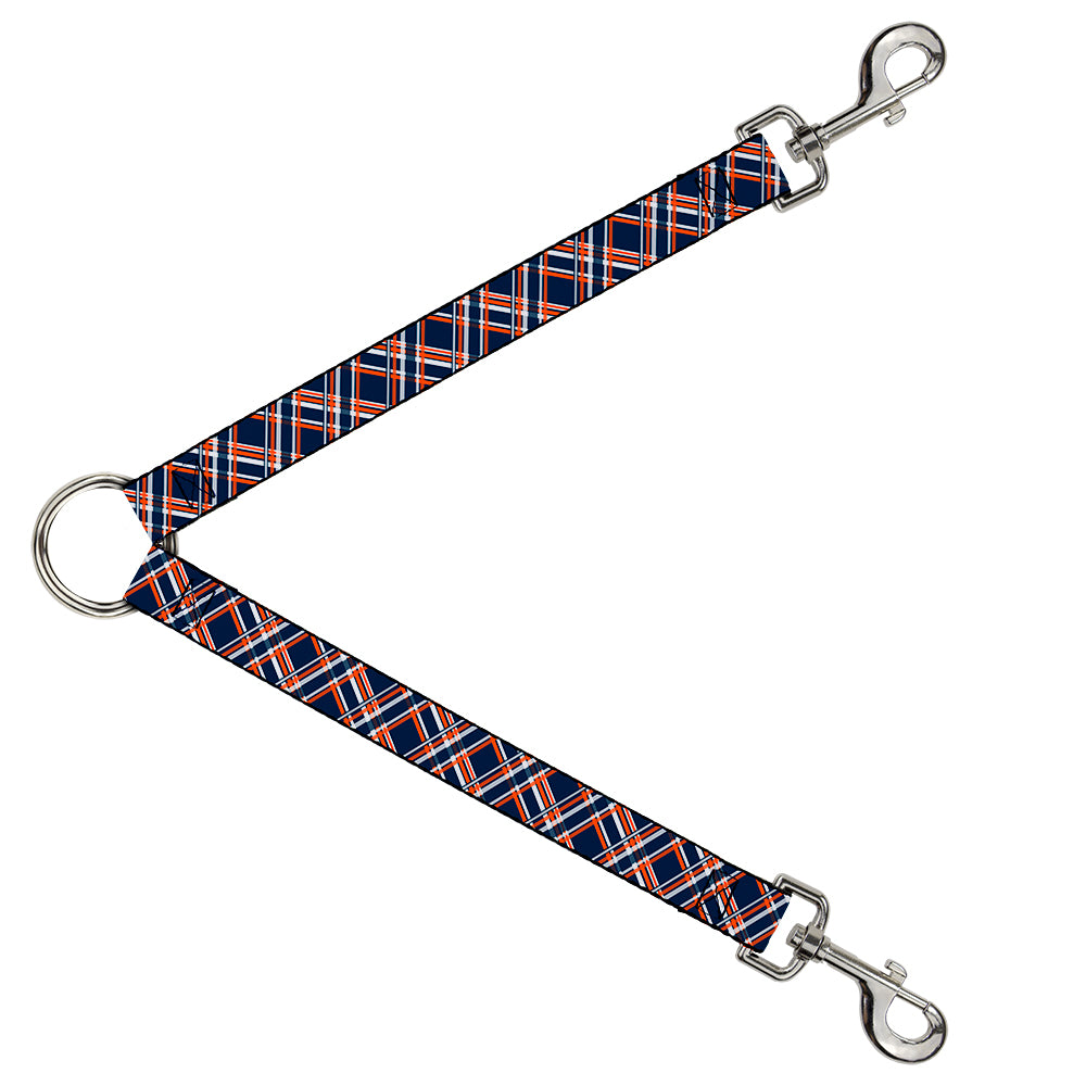 Dog Leash Splitter - Plaid X3 Navy/Orange/White Dog Leash Splitters Buckle-Down   