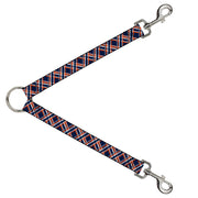 Dog Leash Splitter - Plaid X3 Navy/Orange/White Dog Leash Splitters Buckle-Down   