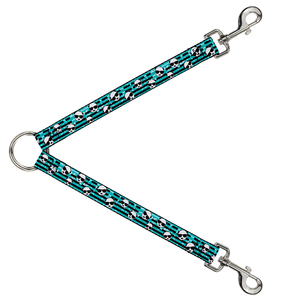 Dog Leash Splitter - Multi Panda w/Sunglasses Stripe Turquoise/Black Dog Leash Splitters Buckle-Down   