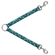 Dog Leash Splitter - Multi Panda w/Sunglasses Stripe Turquoise/Black Dog Leash Splitters Buckle-Down   