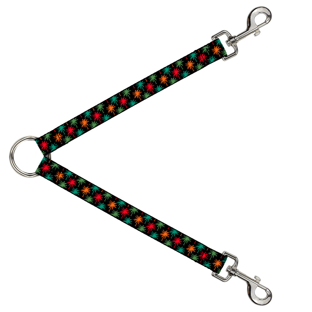 Dog Leash Splitter - Palm Trees Black/Multi Color Dog Leash Splitters Buckle-Down   
