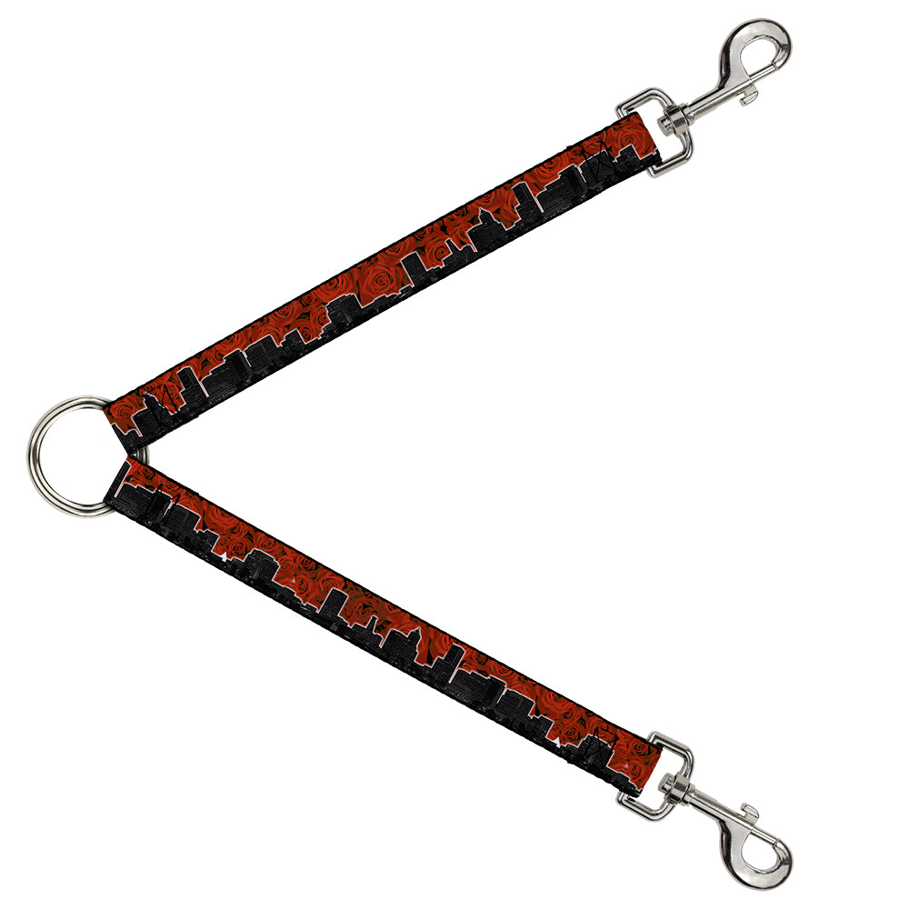 Dog Leash Splitter - Portland Vivid Skyline Red Roses/Black Dog Leash Splitters Buckle-Down   