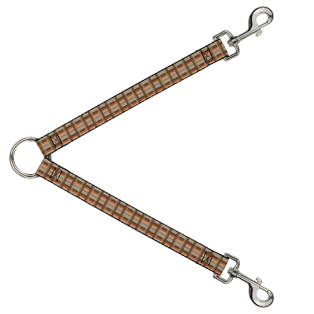 Dog Leash Splitter - Plaid Tan Shades/Orange Dog Leash Splitters Buckle-Down   