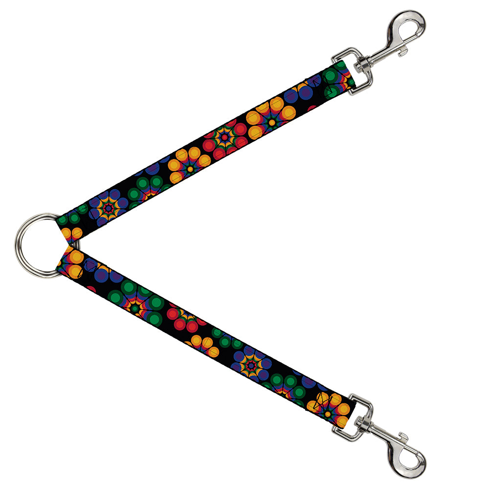 Dog Leash Splitter - Psychedelic Daisies Black/Multi Color Dog Leash Splitters Buckle-Down   