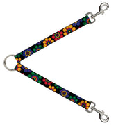 Dog Leash Splitter - Psychedelic Daisies Black/Multi Color Dog Leash Splitters Buckle-Down   