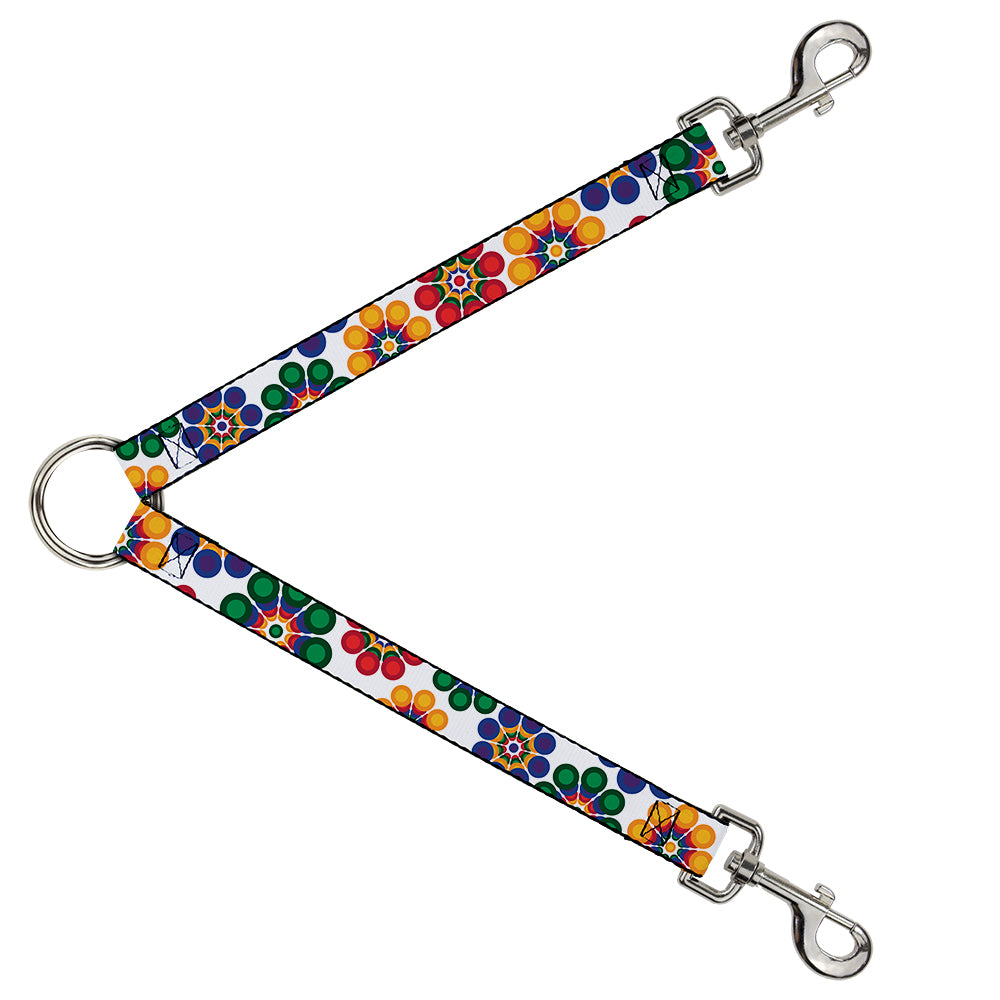 Dog Leash Splitter - Psychedelic Daisies C/U White/Multi Color Dog Leash Splitters Buckle-Down   