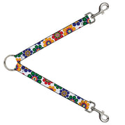 Dog Leash Splitter - Psychedelic Daisies C/U White/Multi Color Dog Leash Splitters Buckle-Down   