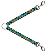 Dog Leash Splitter - Palm Tree Silhouette Leopard Brown/Turquoise Dog Leash Splitters Buckle-Down   