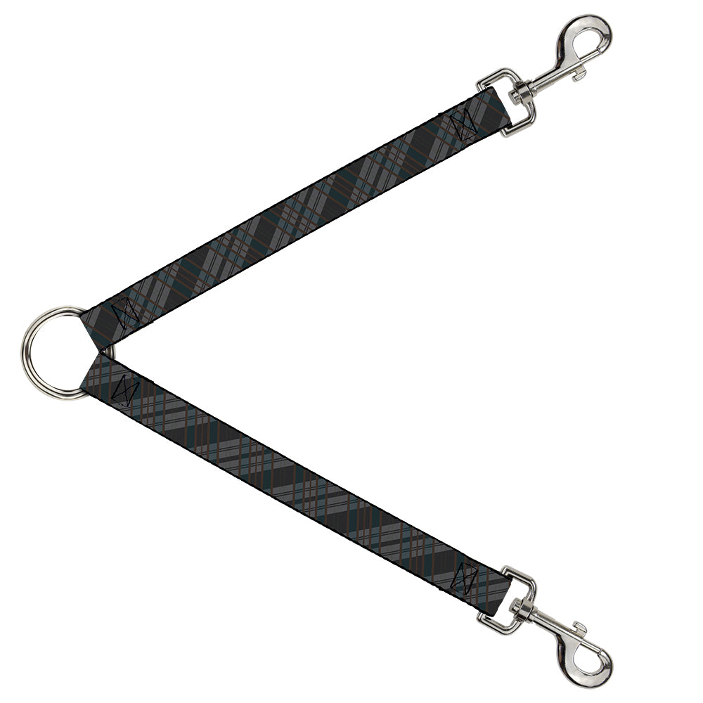 Dog Leash Splitter - Plaid Gray/Black/Brown Dog Leash Splitters Buckle-Down   