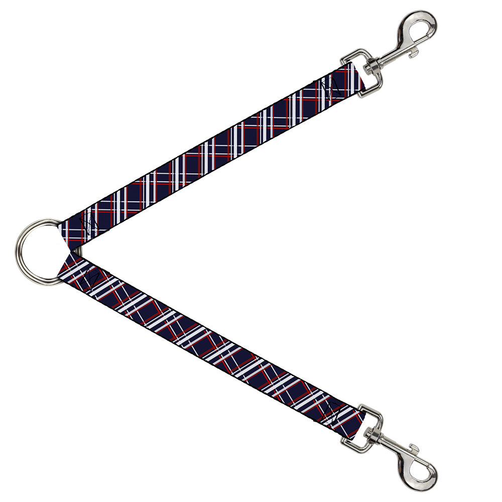 Dog Leash Splitter - Plaid X Blue/White/Red Dog Leash Splitters Buckle-Down   