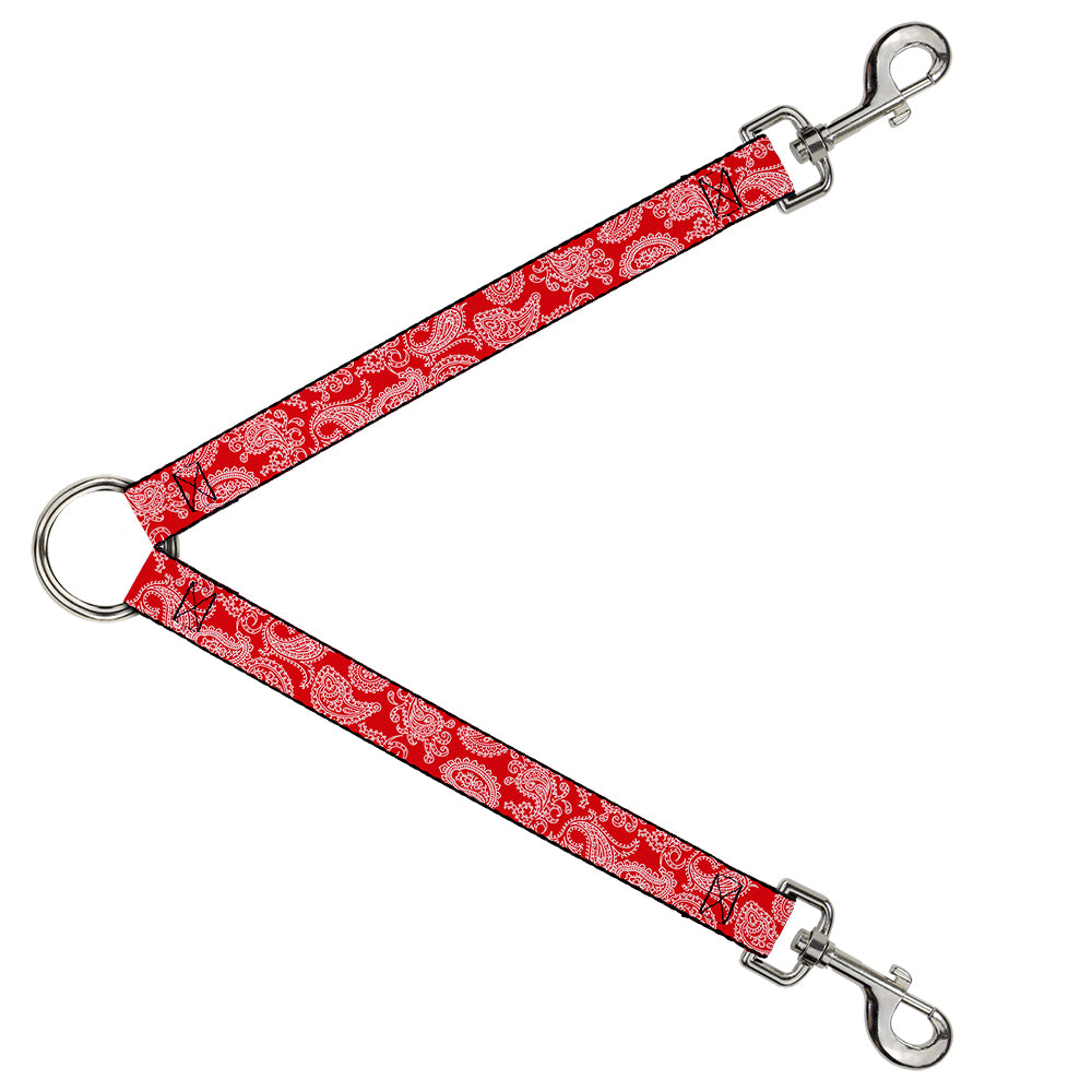 Dog Leash Splitter - Paisley Red/White Dog Leash Splitters Buckle-Down   