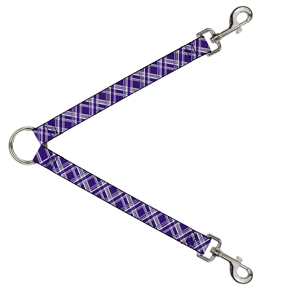 Dog Leash Splitter - Plaid X3 Purple/Gray/White Dog Leash Splitters Buckle-Down   