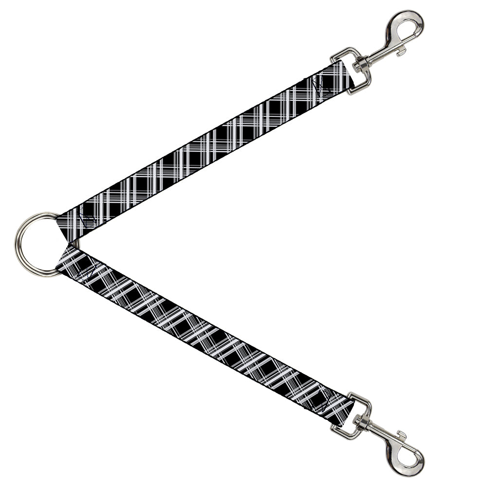 Dog Leash Splitter - Plaid X2 Black/Grays/White Dog Leash Splitters Buckle-Down   
