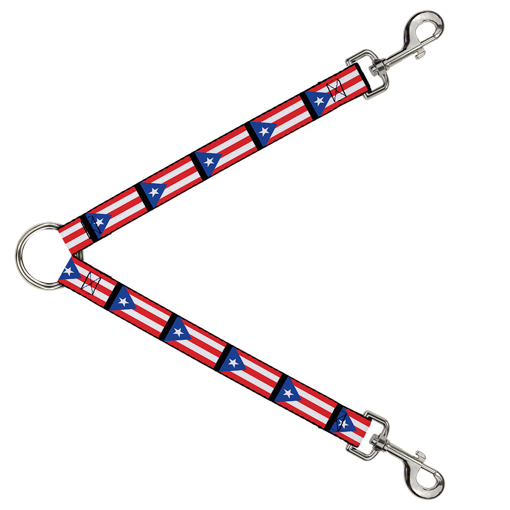 Dog Leash Splitter - Puerto Rico Flag Repeat/Black Dog Leash Splitters Buckle-Down   