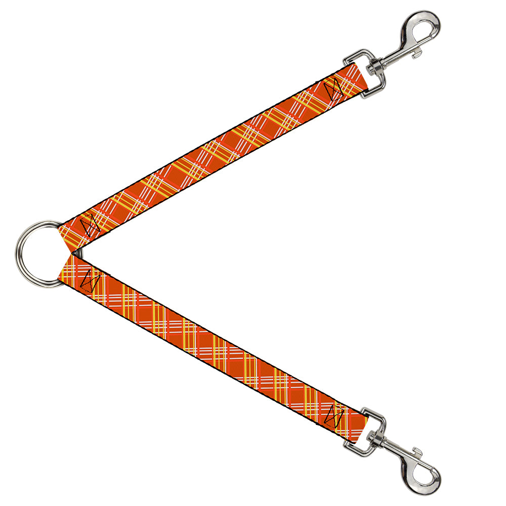 Dog Leash Splitter - Plaid X4 Oranges/White Dog Leash Splitters Buckle-Down   