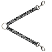 Dog Leash Splitter - Panda Bear Sugar Skull Scattered Black/White Dog Leash Splitters Buckle-Down   