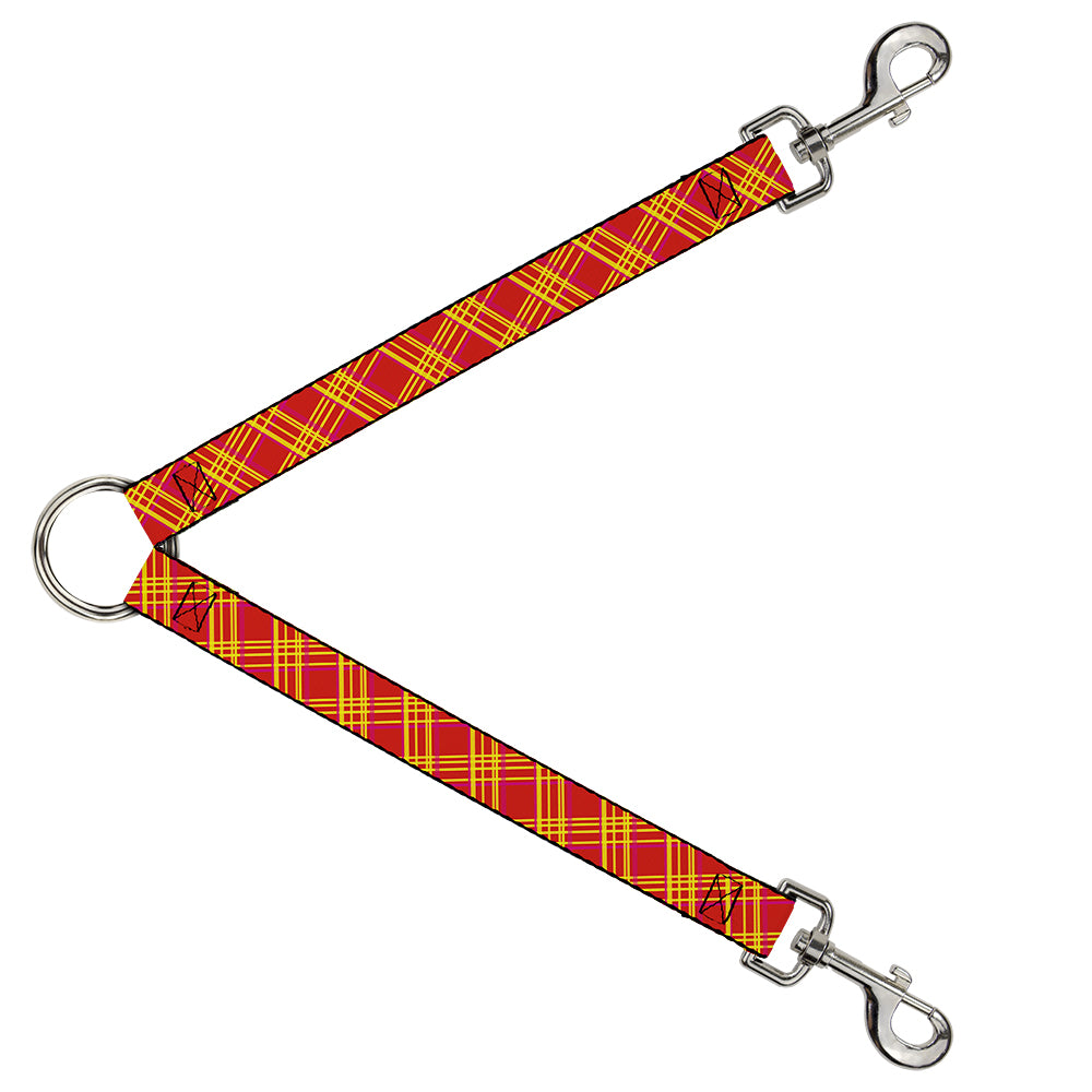 Dog Leash Splitter - Plaid X4 Fluorescent Oranges/Pinks/Yellow Dog Leash Splitters Buckle-Down   