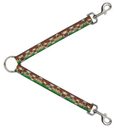 Dog Leash Splitter - Pug Puppies/Paw Prints Browns/Greens Dog Leash Splitters Buckle-Down   