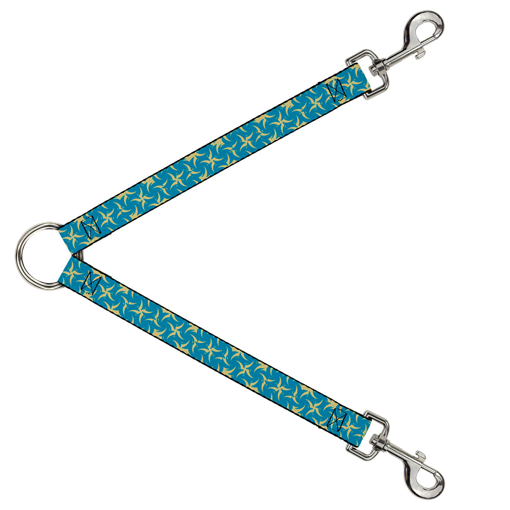 Dog Leash Splitter - Pinwheel Plumes Beige/Turquoise Dog Leash Splitters Buckle-Down   