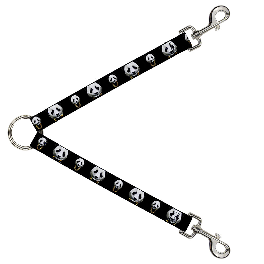 Dog Leash Splitter - Panda w/Gold Chain Black Dog Leash Splitters Buckle-Down   