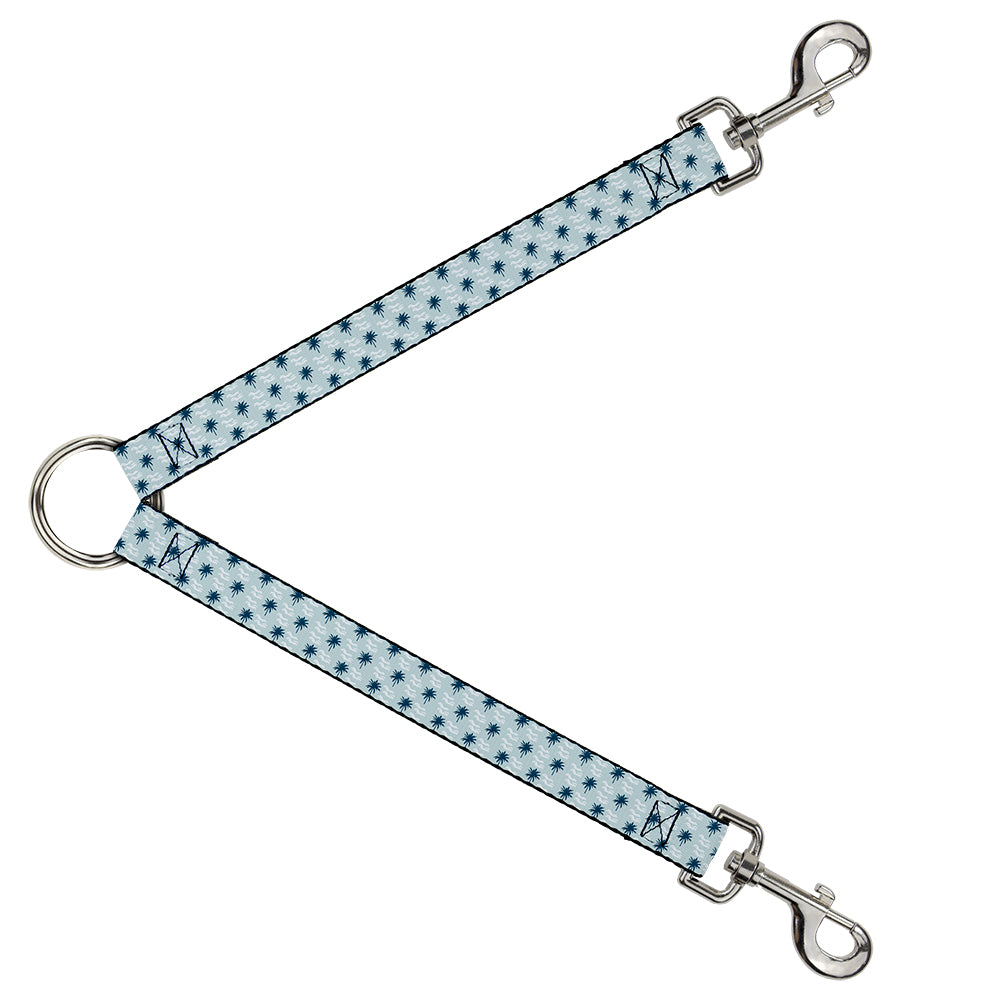 Dog Leash Splitter - Palm Trees & Waves Monogram Blues/White Dog Leash Splitters Buckle-Down   