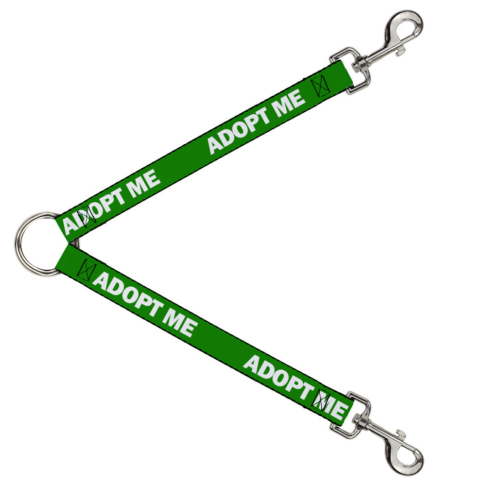 Dog Leash Splitter - Pet Quote ADOPT ME Green White Dog Leash Splitters Buckle-Down   