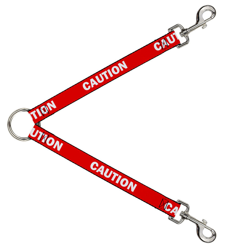 Dog Leash Splitter - Pet Quote CAUTION Red White Dog Leash Splitters Buckle-Down   