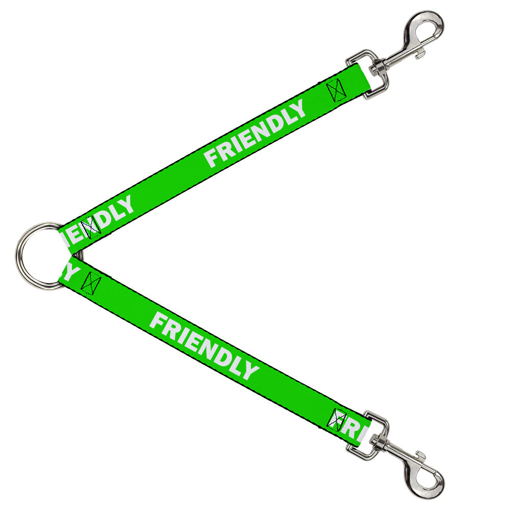 Dog Leash Splitter - Pet Quote FRIENDLY Green White Dog Leash Splitters Buckle-Down   