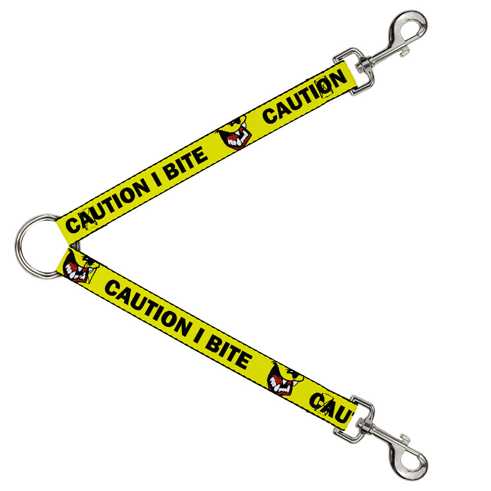 Dog Leash Splitter - Pet Quote CAUTION I BITE Dog Growl Yellow Black Dog Leash Splitters Buckle-Down   