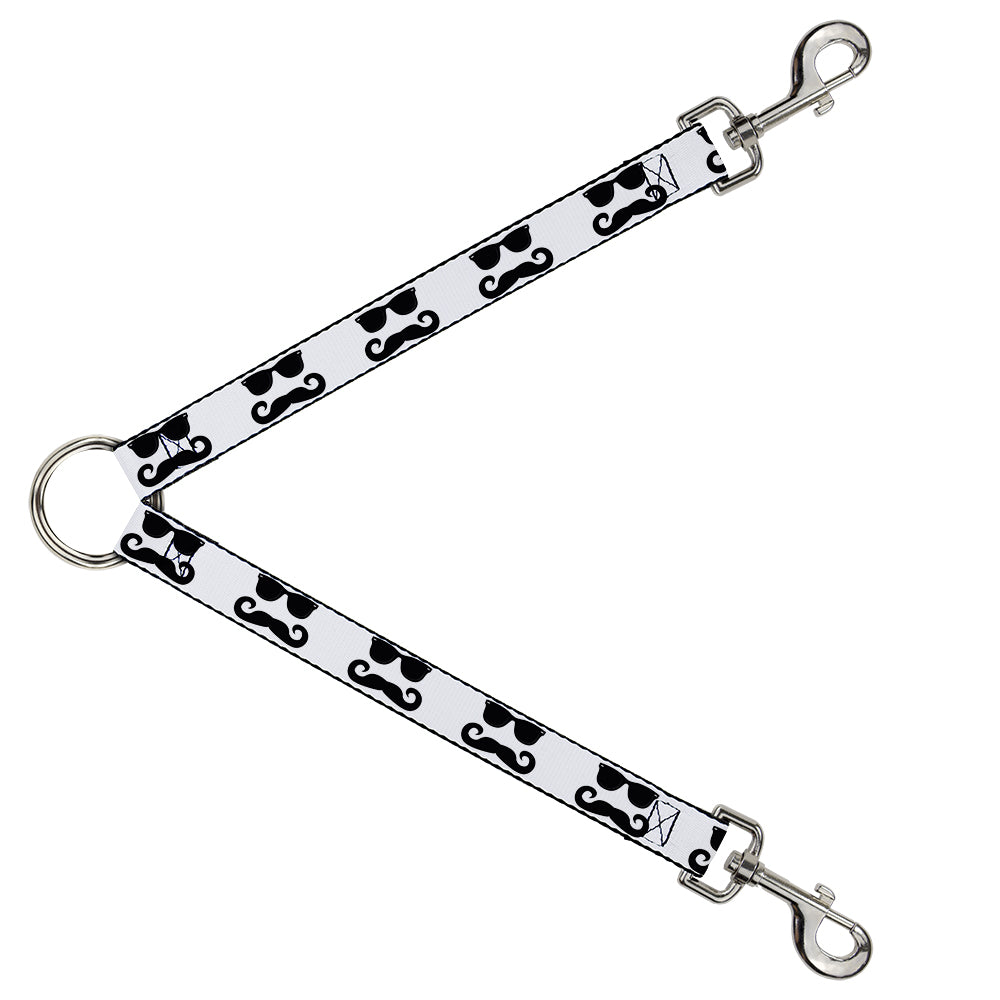 Dog Leash Splitter - Sunglasses & Mustache White/Black Dog Leash Splitters Buckle-Down   