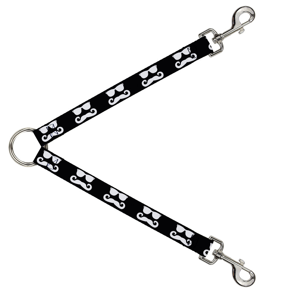 Dog Leash Splitter - Sunglasses & Mustache Black/White Dog Leash Splitters Buckle-Down   