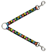 Dog Leash Splitter - Skulls & Flowers Black/Multi Color Dog Leash Splitters Buckle-Down   
