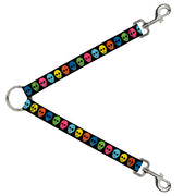 Dog Leash Splitter - Skulls Black/Multi Color Dog Leash Splitters Buckle-Down   
