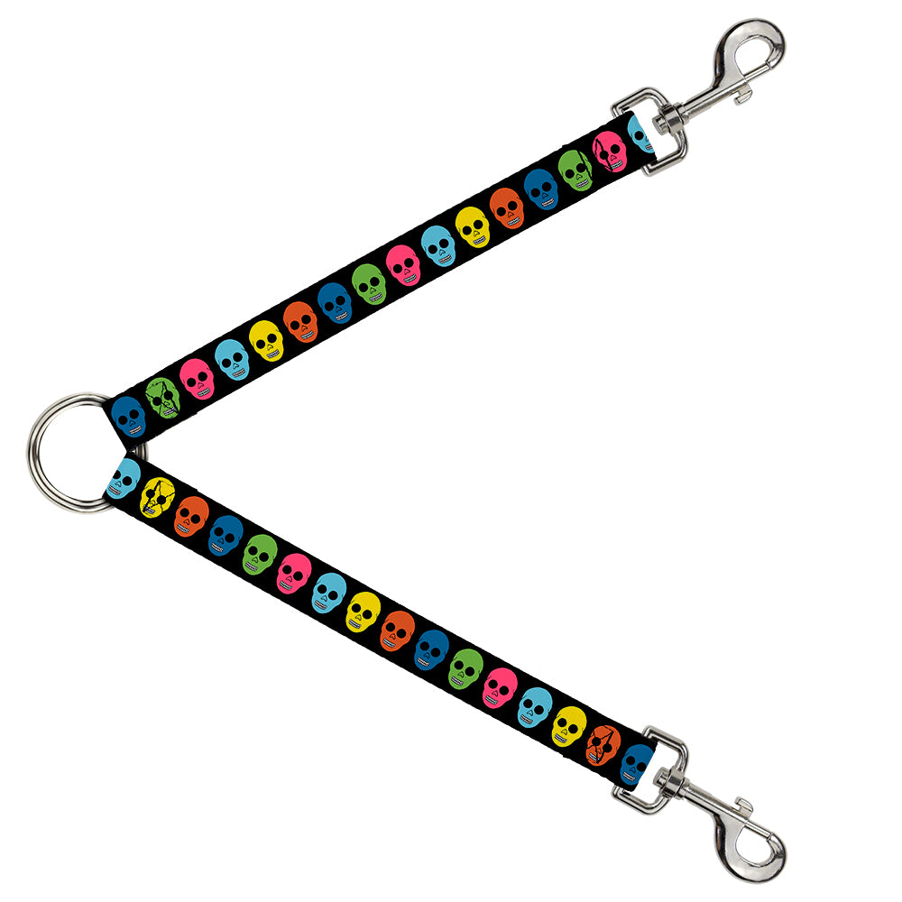 Dog Leash Splitter - Skulls Black/Multi Color Dog Leash Splitters Buckle-Down   