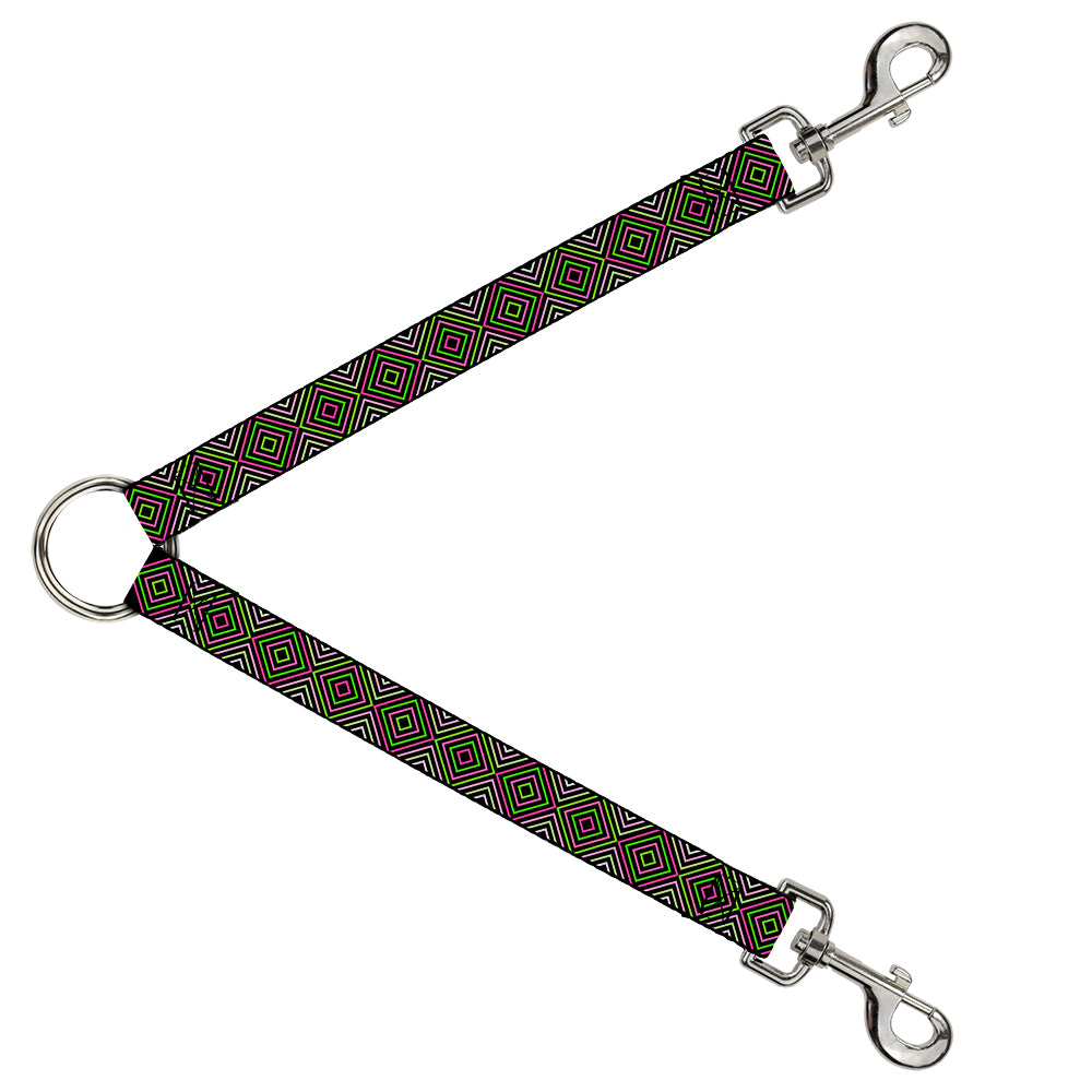 Dog Leash Splitter - Square Lines Black/Greens/Pinks Dog Leash Splitters Buckle-Down   