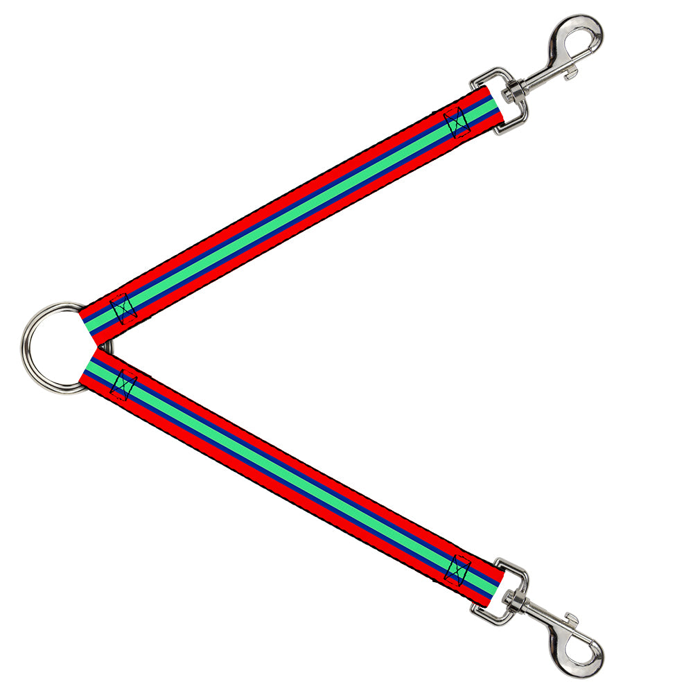Dog Leash Splitter - Stripes Red/Blue/Green Dog Leash Splitters Buckle-Down   