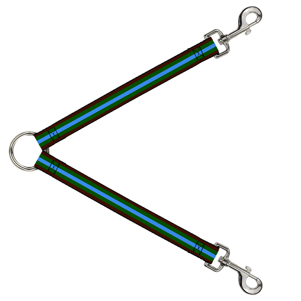 Dog Leash Splitter - Stripes Brown/Green/Baby Blue Dog Leash Splitters Buckle-Down   