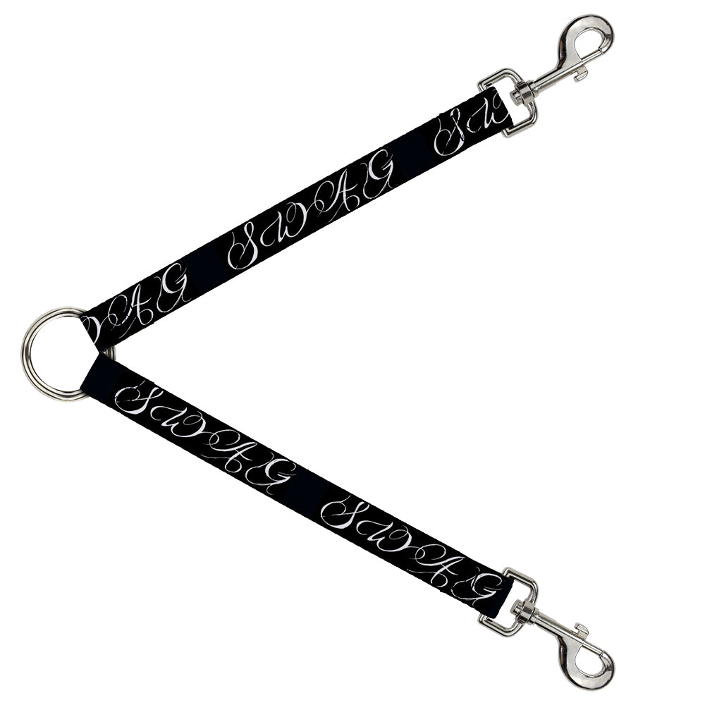 Dog Leash Splitter - SWAG Script Black/White Dog Leash Splitters Buckle-Down   