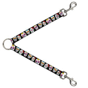 Dog Leash Splitter - Sugar Skull Outline Black/Multi Color Dog Leash Splitters Buckle-Down   